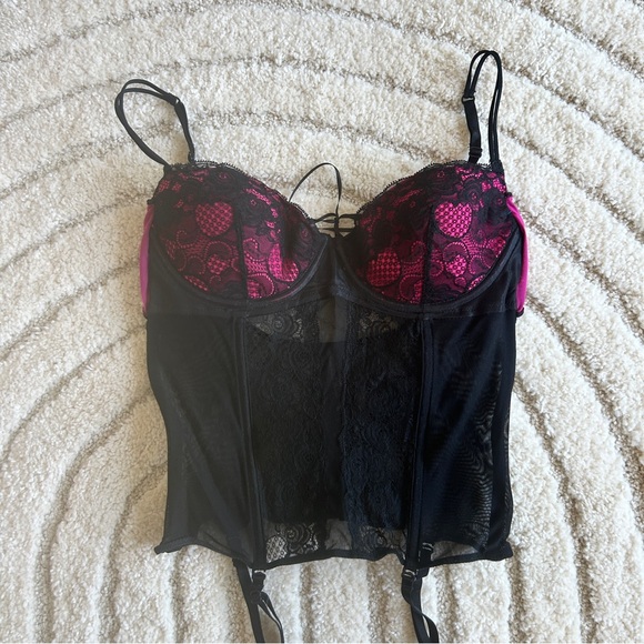 Victoria’s Secret Black and Pink corset lingerie top size 34B - Picture 5 of 10